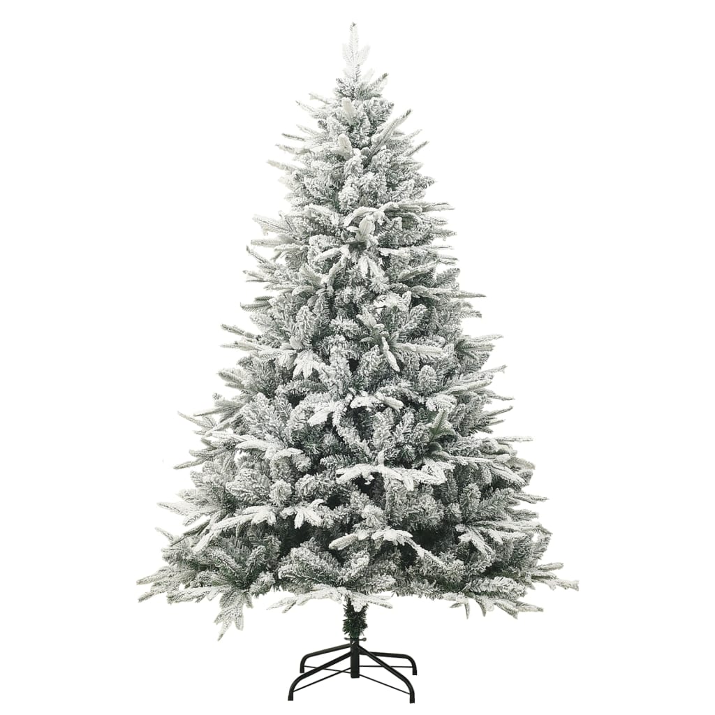 kunstigt juletræ med puddersne 210 cm PVC og PE grøn