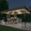 pavillon med LED-lyskæder 3x4 m gråbrun