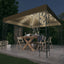 pavillon med LED-lyskæder 3x3 m gråbrun