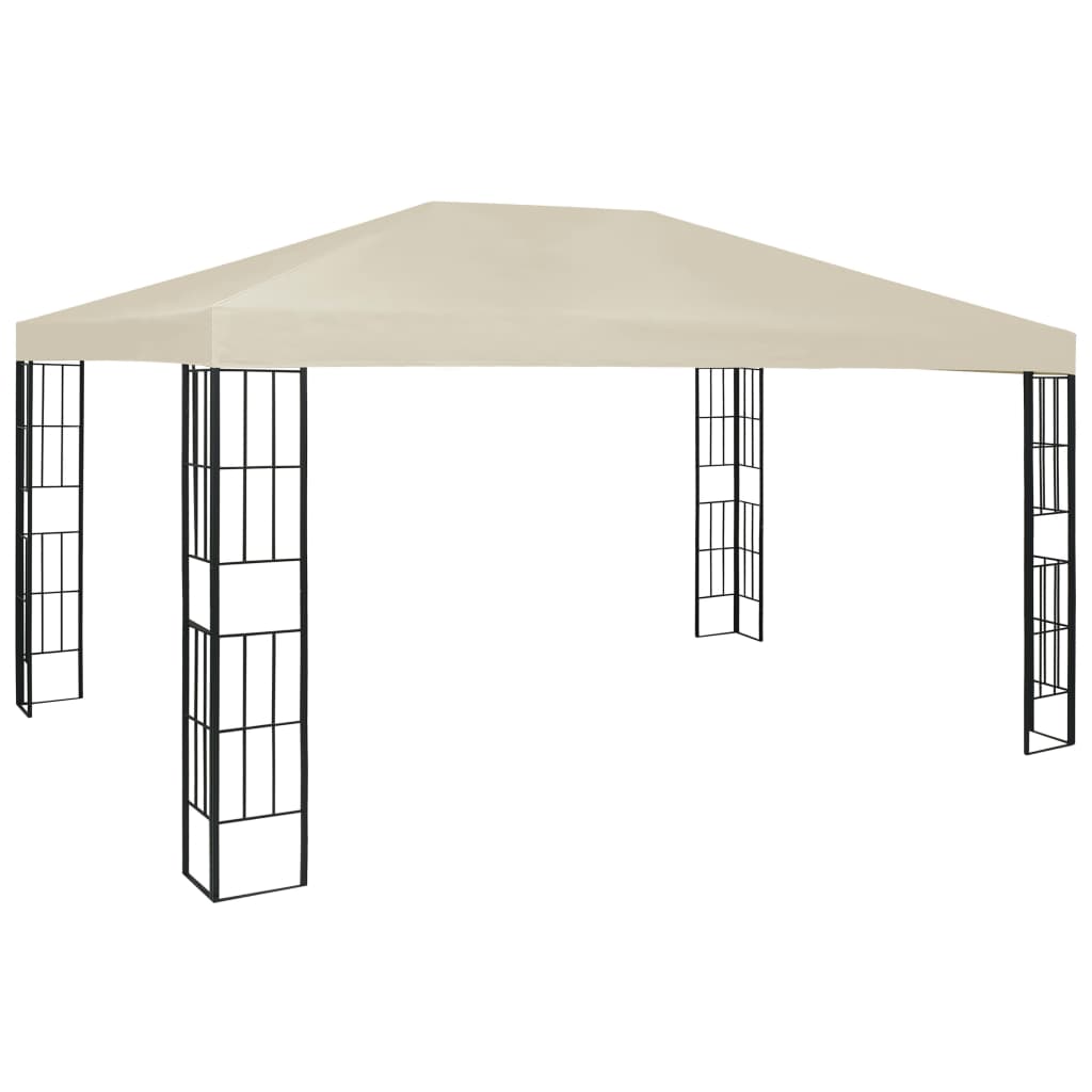 pavillon med LED-lyskæder 3x4 m cremefarvet