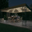 pavillon med LED-lyskæder 3x4 m stof gråbrun