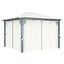 pavillon med gardin + LED-lyskæder 3x3 m aluminium cremefarvet