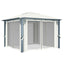 pavillon med gardin + LED-lyskæder 3x3 m aluminium cremefarvet