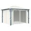 pavillon med gardin + LED-lyskæder 3x3 m aluminium cremefarvet