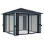 pavillon med gardin + LED-lyskæder 300x300 cm aluminium grå