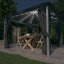 pavillon med gardin + LED-lyskæder 300x300 cm aluminium grå