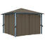 pavillon med gardin + LED-lyskæde 300x300 cm aluminium gråbrun