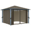 pavillon med gardin + LED-lyskæde 300x300 cm aluminium gråbrun