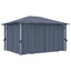 pavillon med gardin + LED-lyskæder 400x300 cm aluminium grå