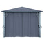 pavillon med gardin + LED-lyskæder 400x300 cm aluminium grå