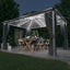 pavillon med gardin + LED-lyskæder 400x300 cm aluminium grå