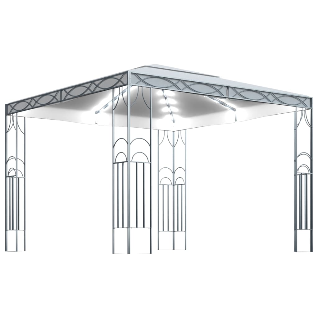 pavillon med LED-lyskæder 300x300 cm cremefarvet