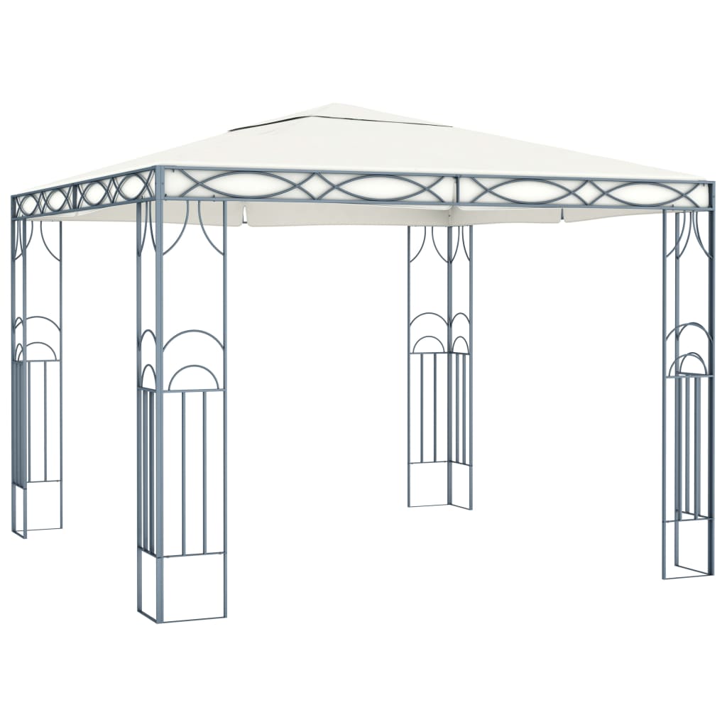 pavillon med LED-lyskæder 300x300 cm cremefarvet