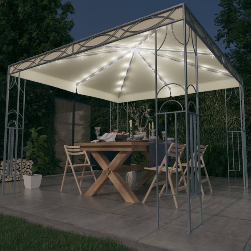 pavillon med LED-lyskæder 300x300 cm cremefarvet