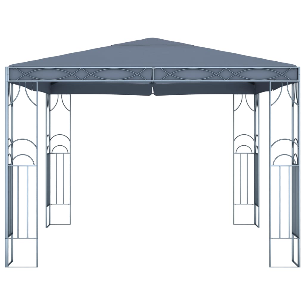 pavillon med LED-lyskæder 300x300 cm antracitgrå