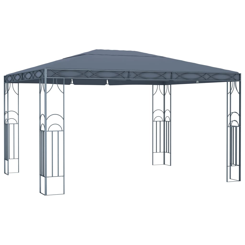 pavillon med LED-lyskæder 400x300 cm antracitgrå