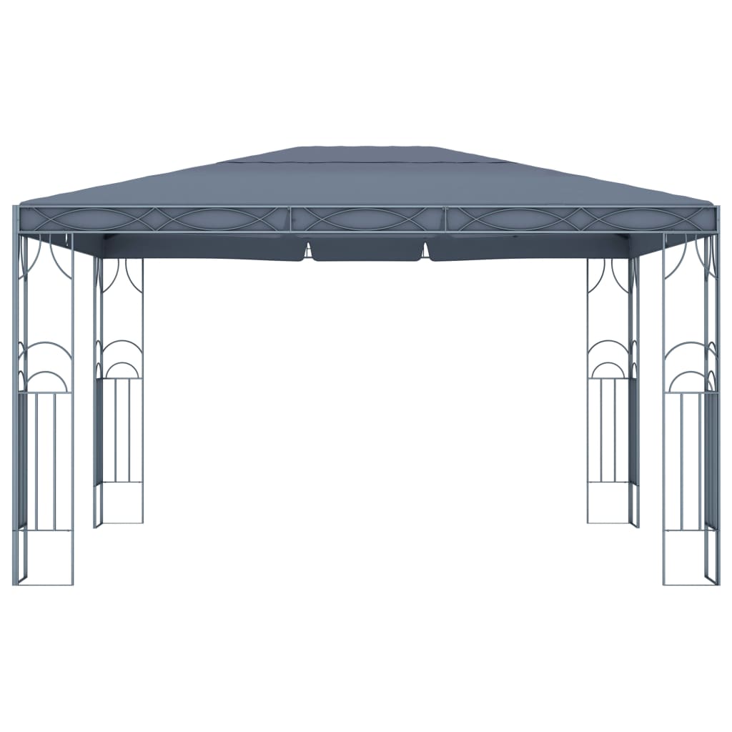 pavillon med LED-lyskæder 400x300 cm antracitgrå