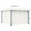 pavillon med gardin og LED-lyskæder 3x3 m cremefarvet