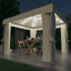 pavillon med gardin og LED-lyskæder 3x3 m cremefarvet