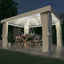 pavillon med gardin og LED-lyskæder 4x3 m cremefarvet