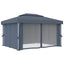 pavillon med gardin og LED-lyskæder 4x3 m antracitgrå