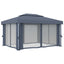 pavillon med gardin og LED-lyskæder 4x3 m antracitgrå