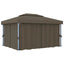 pavillon med gardin og LED-lyskæder 4x3 m gråbrun