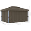 pavillon med gardin og LED-lyskæder 4x3 m gråbrun