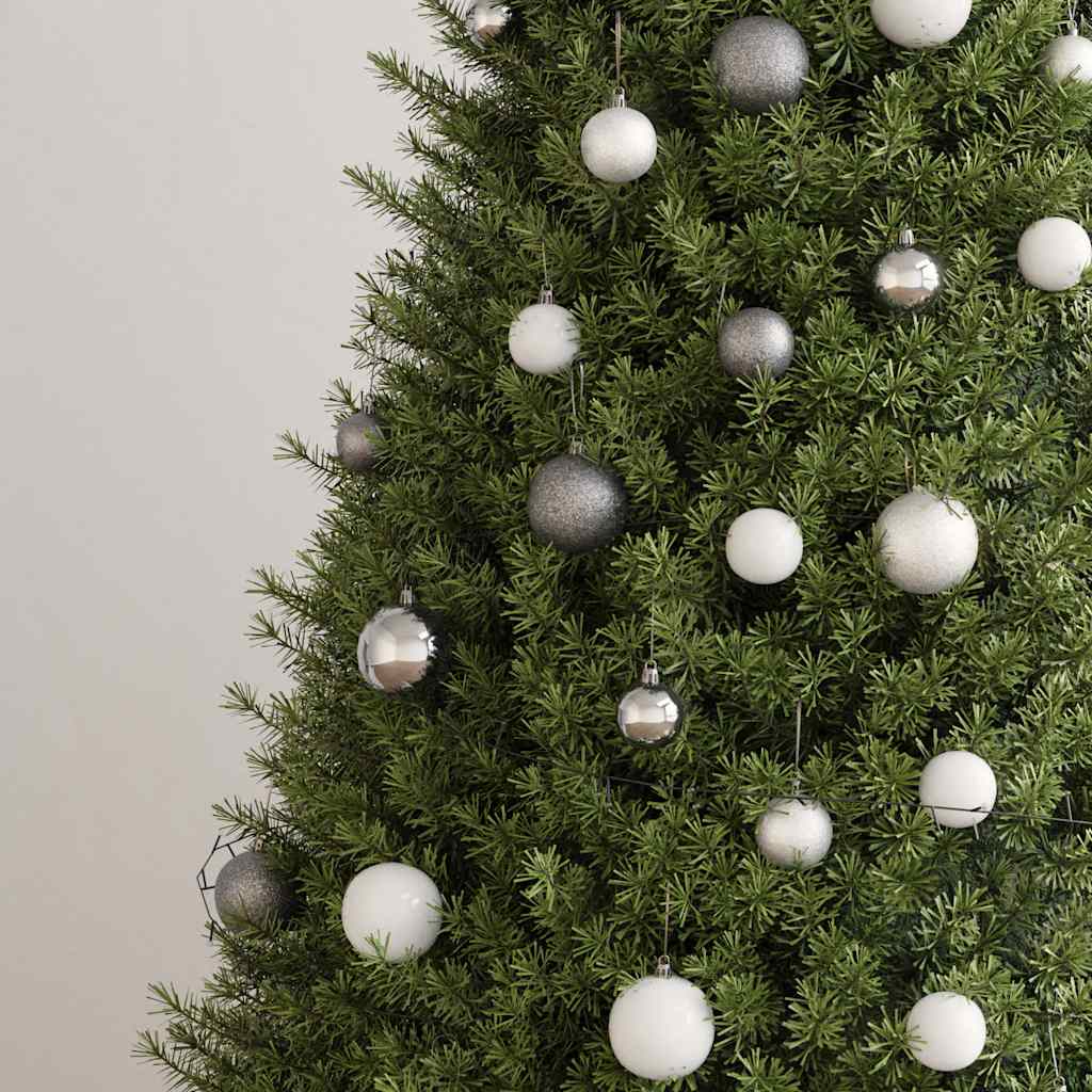 julekuglesæt med topspir 60 dele 150 LED'er hvid og grå