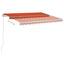markise m. LED-lys 300x250 cm manuel betjening orange og brun