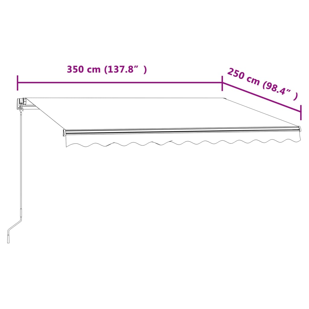 markise 350x250 cm automatisk betjening gul og hvid