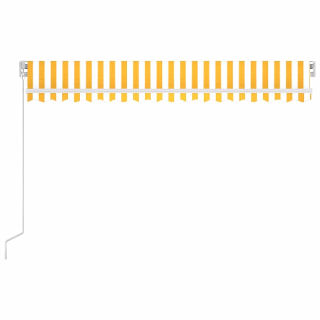 markise m. LED-lys 400x300 cm manuel betjening gul og hvid