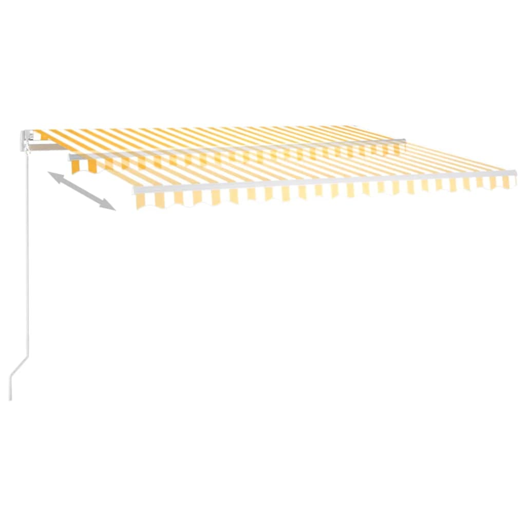 markise m. LED-lys 400x300 cm manuel betjening gul og hvid