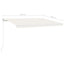 markise m. LED-lys 450x300 cm manuel betjening cremefarvet