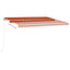 markise m. LED-lys 450x300 cm manuel betjening orange og brun