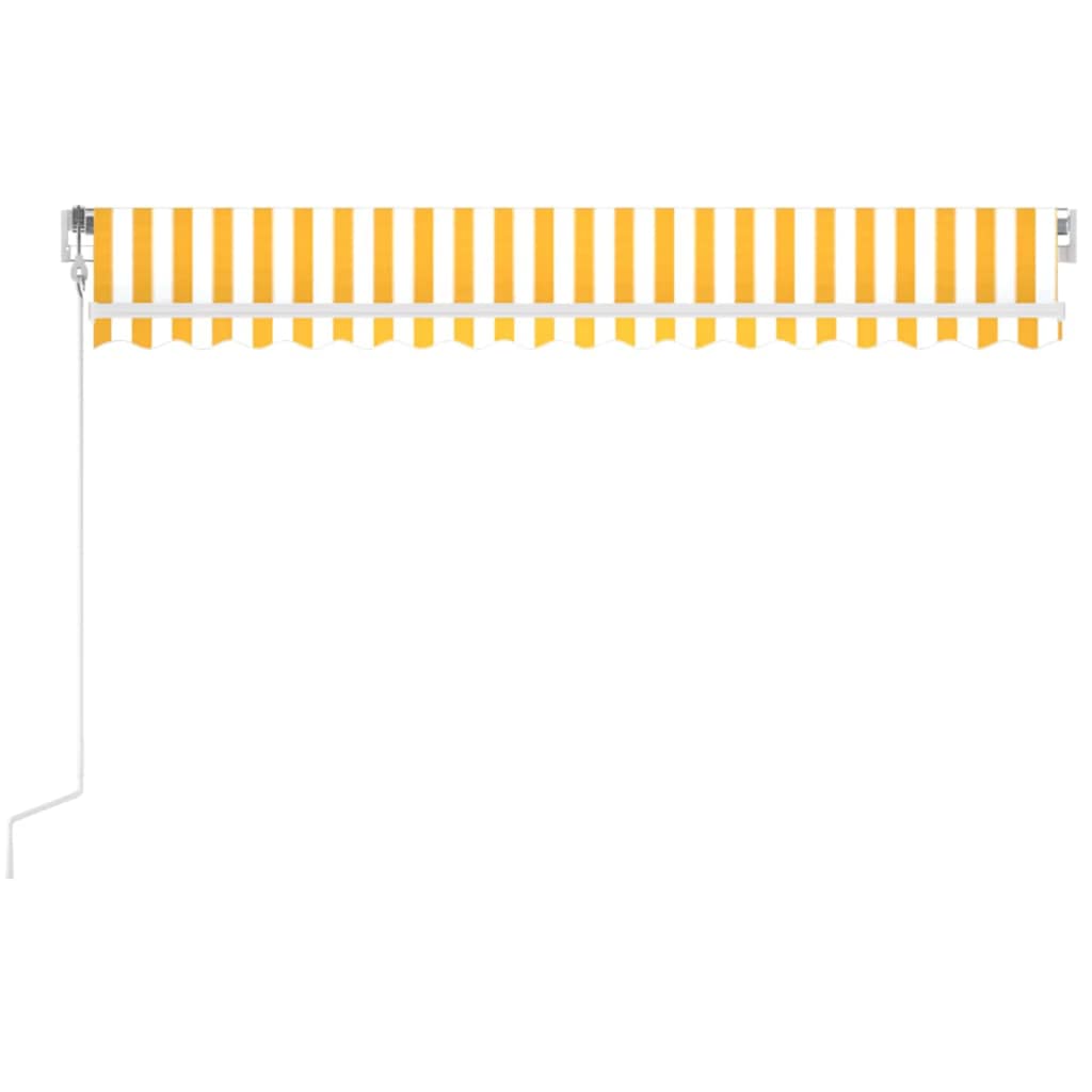 markise m. LED + vindsensor 450x300 cm automatisk gul og hvid