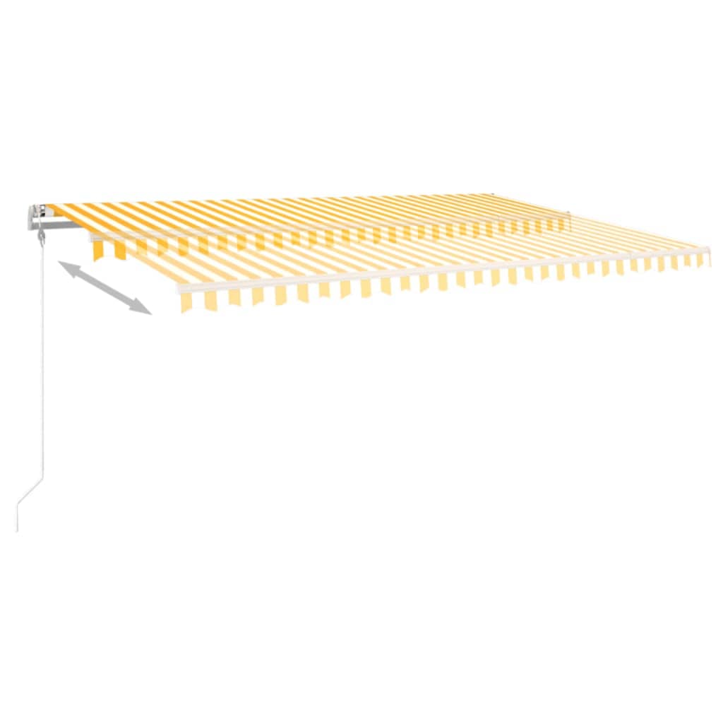 markise 500x300 cm automatisk betjening gul og hvid