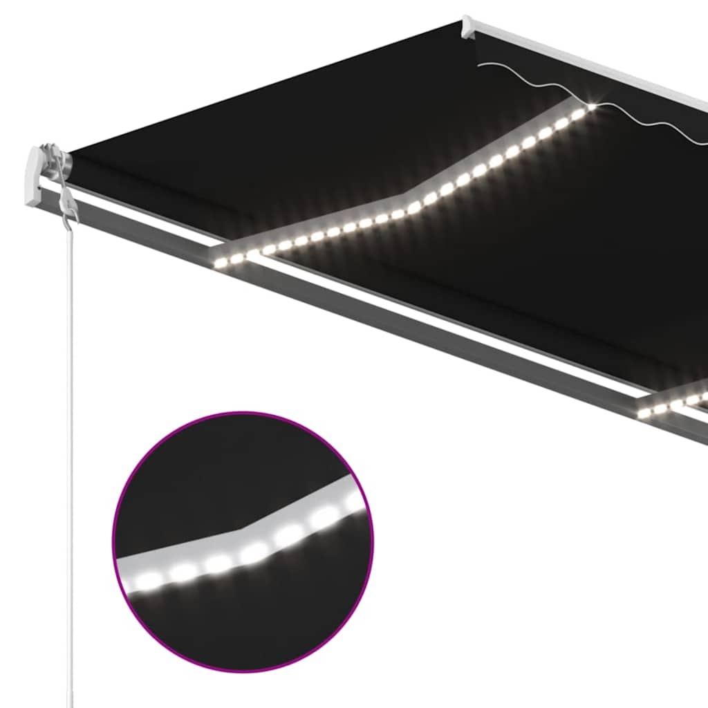 markise m. LED + vindsensor 400x350 cm automatisk antracit