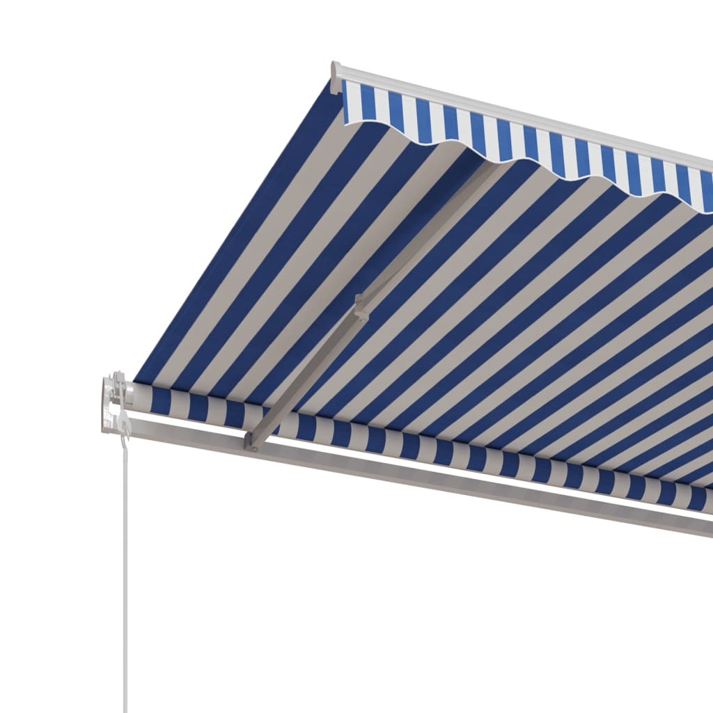 markise 450x350 cm automatisk betjening blå og hvid