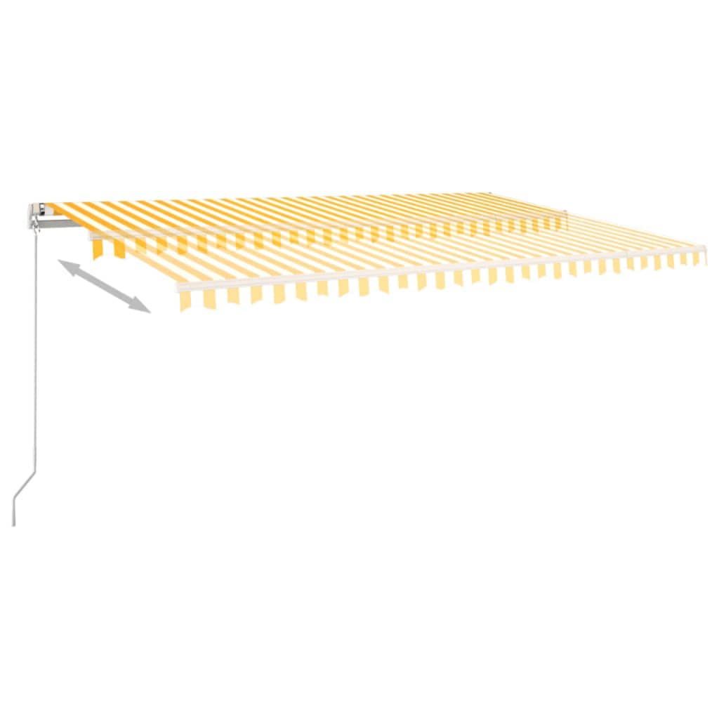 markise m. LED-lys 500x350 cm manuel betjening gul og hvid