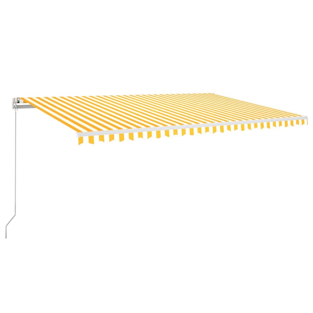 markise m. LED + vindsensor 500x350 cm automatisk gul og hvid