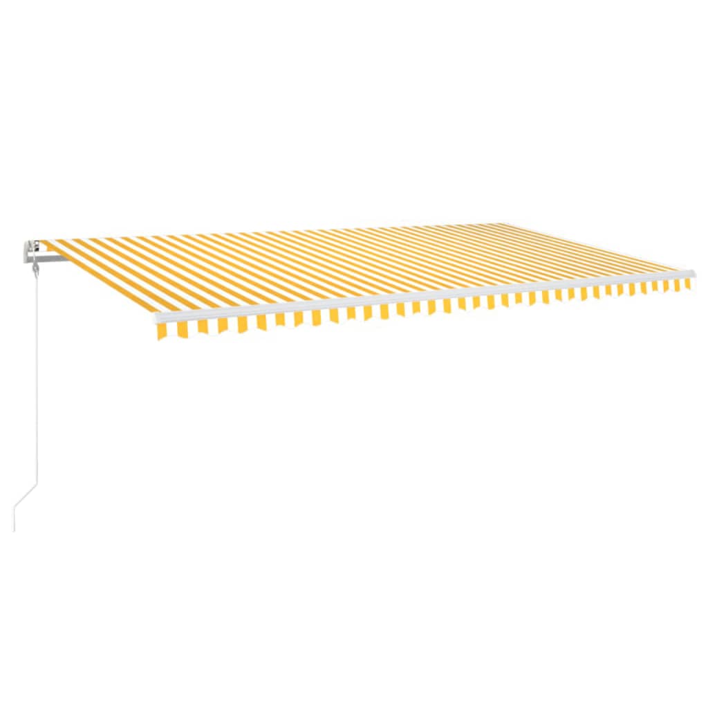 markise m. LED + vindsensor 600x350 cm automatisk gul og hvid