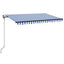 markise m. LED + vindsensor 300x250 cm automatisk blå og hvid