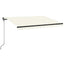 markise m. LED-lys 350x250 cm manuel betjening cremefarvet