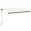 markise m. LED + vindsensor 350x350 cm automatisk cremefarvet