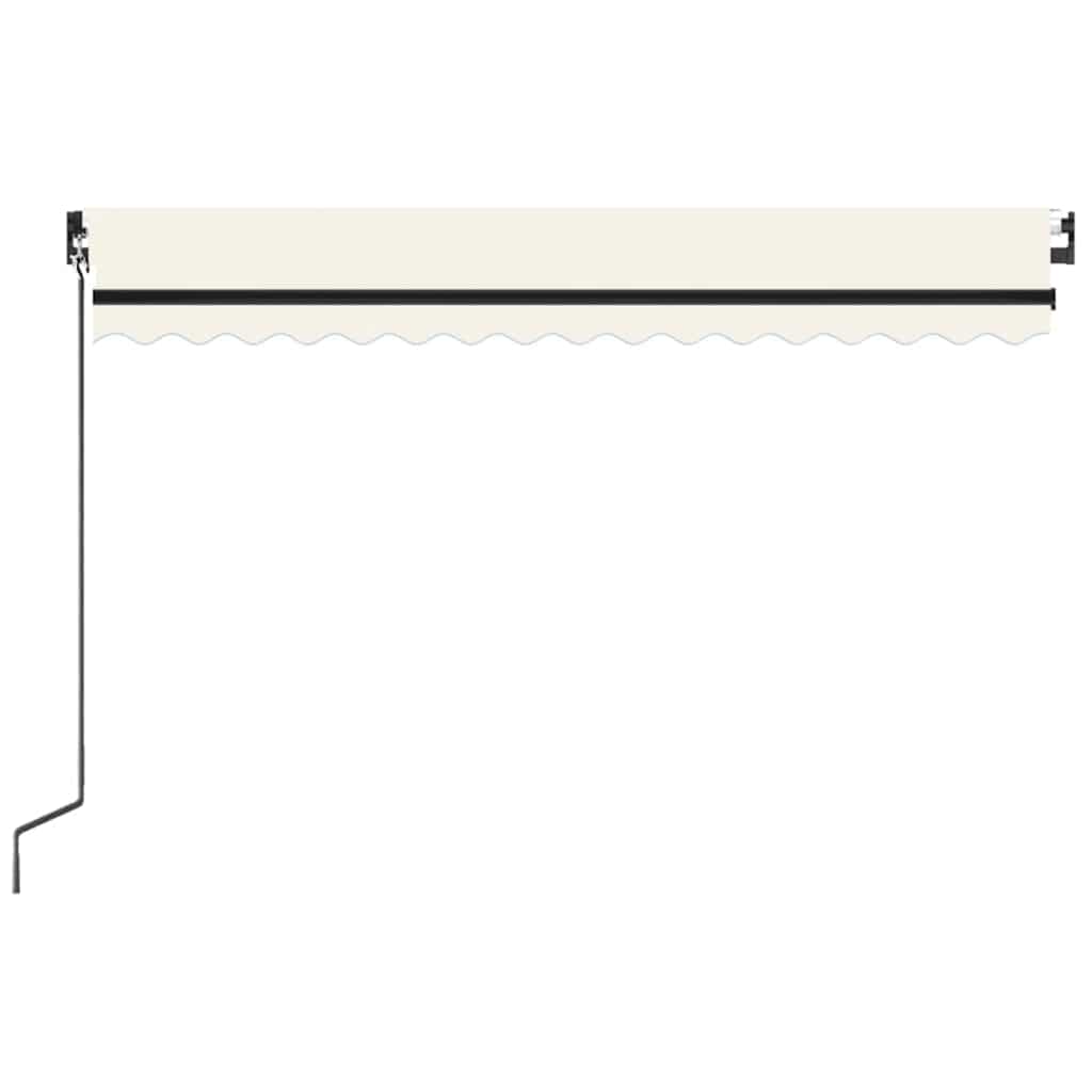markise m. LED-lys 450x300 cm manuel betjening cremefarvet