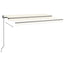 markise m. LED + vindsensor 450x300 cm automatisk cremefarvet