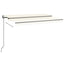 markise m. LED + vindsensor 500x300 cm automatisk cremefarvet