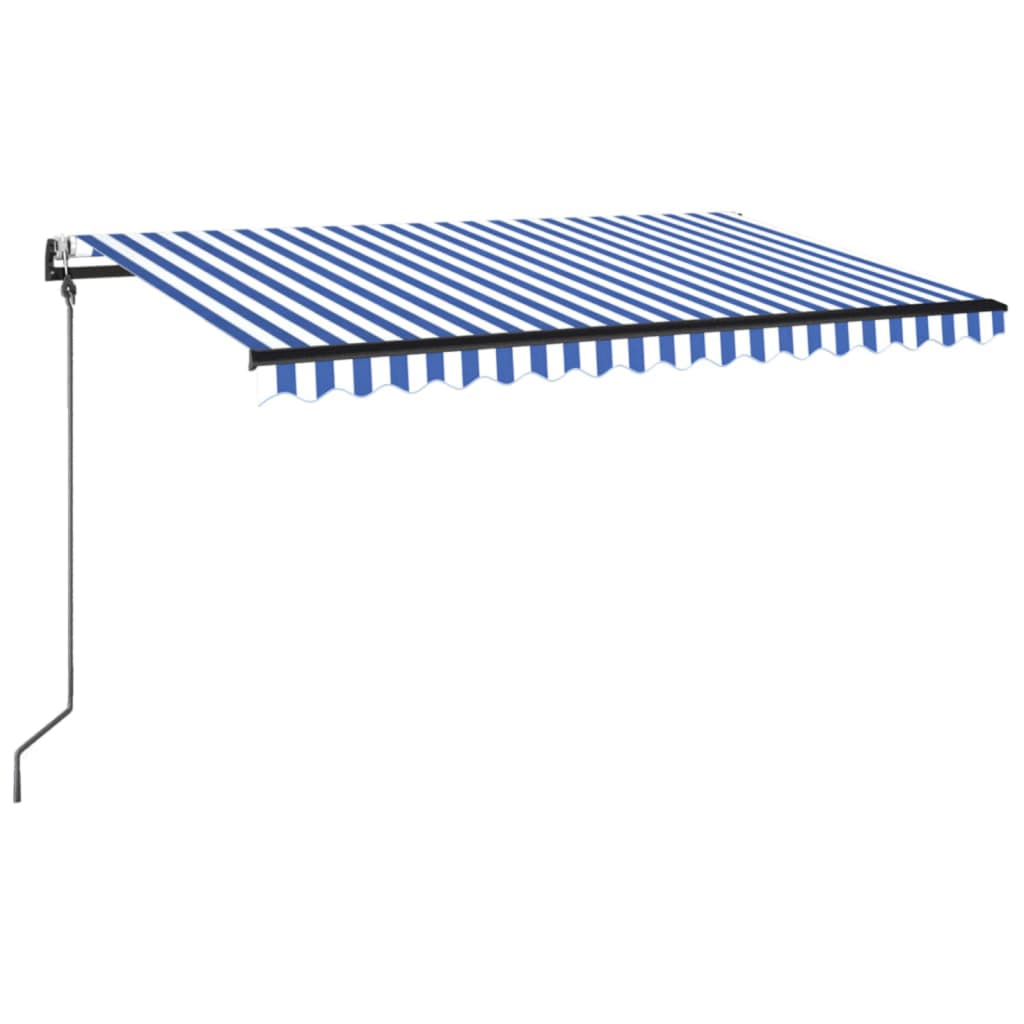 markise 400x350 cm automatisk betjening blå og hvid