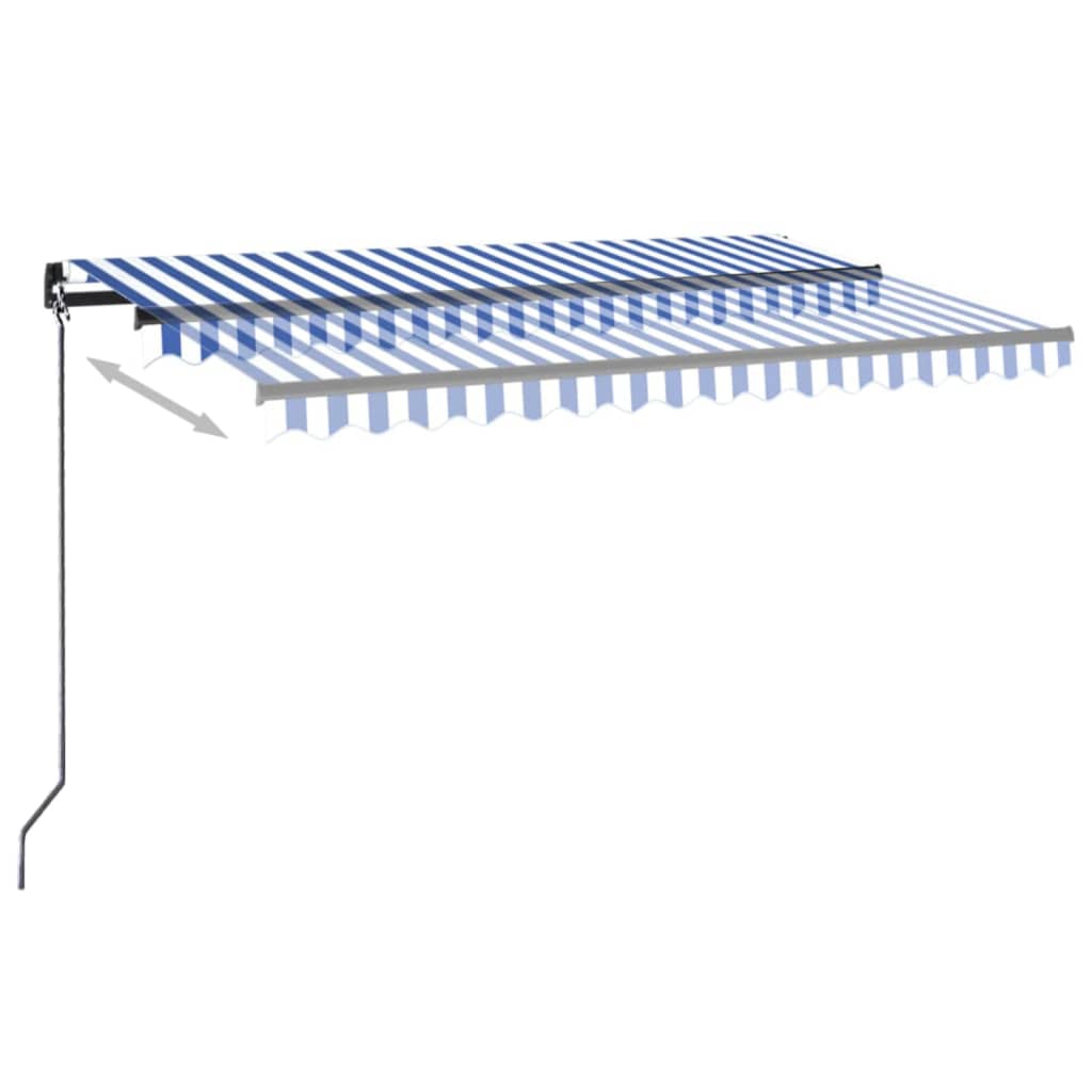 markise 400x350 cm automatisk betjening blå og hvid